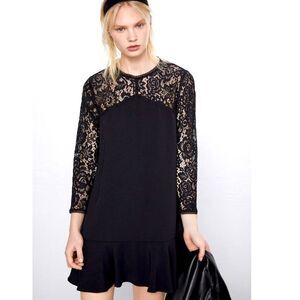 NWT ZARA Black Lace Long Sleeve Embroidered Dress